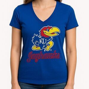 Colosseum Athletics V Neck Tee Shirt Women’s Sz Medium KU Jayhawks